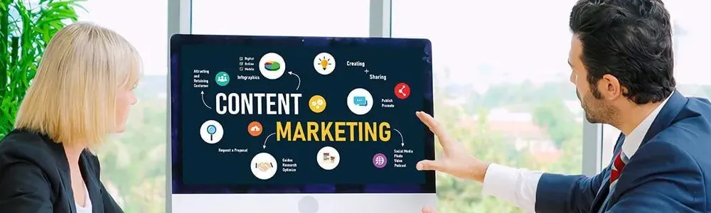 Infographic showing five common content marketing mistakes: no content calendar, unclear target audience, poor content promotion, lack of performance measurement, and misalignment with business goals.