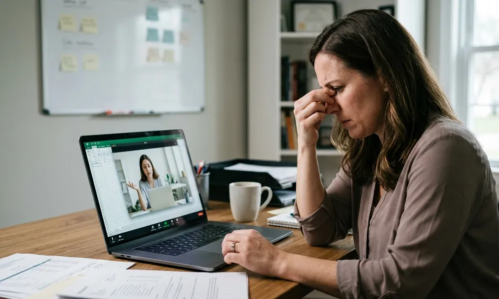 US business owner reviewing common mistakes made when hiring virtual assistants, including poor onboarding, unclear expectations, and communication challenges. US business owner reviewing common mistakes made when hiring virtual assistants, including poor onboarding, unclear expectations, and communication challenges.