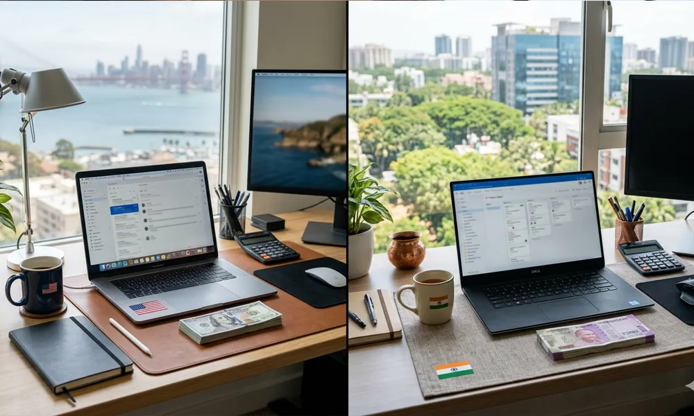 Business professionals analyzing the real costs of outsourcing, hiring, staffing, and operational expenses to make informed financial decisions. Business professionals analyzing the real costs of outsourcing, hiring, staffing, and operational expenses to make informed financial decisions.
