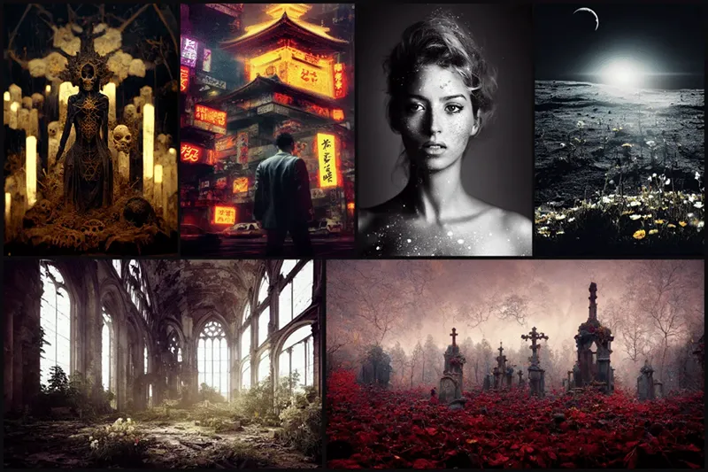 Examples of Art Generated by Midjourney AI Gallery of digital artwork created using Midjourney AI, showcasing imaginative landscapes, portraits, fantasy scenes, and artistic styles generated from text prompts.