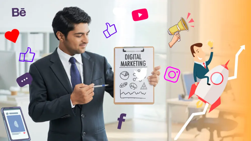 The Rise of Virtual Assistants in Digital Marketing infographic highlighting how virtual assistants support SEO, content creation, social media, email marketing, lead generation, and digital marketing operations.